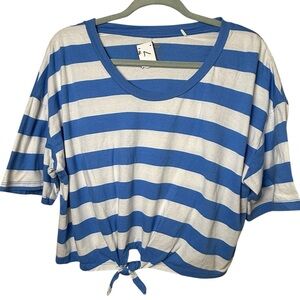 Levi's Blue and White Striped Crop Top